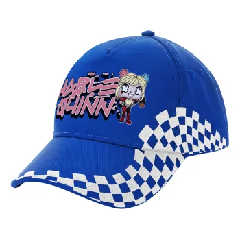 Harley Quinn (Χάρλεϊ Κουίν), Καπέλο Ενηλίκων Ultimate ΜΠΛΕ RACING, (100% ΒΑΜΒΑΚΕΡΟ DRILL, ΕΝΗΛΙΚΩΝ, UNISEX, ONE SIZE)