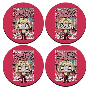 Harley Quinn (Χάρλεϊ Κουίν), ΣΕΤ 4 Σουβέρ ξύλινα στρογγυλά (9cm)