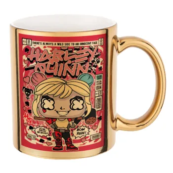 Harley Quinn (Χάρλεϊ Κουίν), Κούπα κεραμική, χρυσή καθρέπτης, 330ml