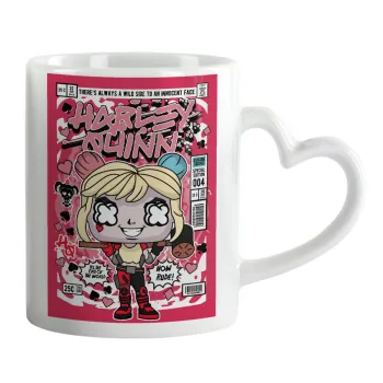 Harley Quinn (Χάρλεϊ Κουίν), Mug heart handle, ceramic, 330ml