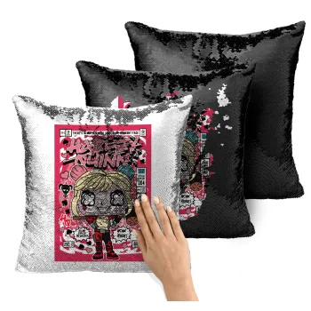 Harley Quinn (Χάρλεϊ Κουίν), Μαξιλάρι καναπέ Μαγικό Μαύρο με πούλιες 40x40cm περιέχεται το γέμισμα