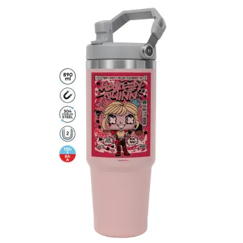 Harley Quinn (Χάρλεϊ Κουίν), Pink color, 890ml (30oz) stainless Steel Tumbler with Handle