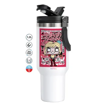 Harley Quinn (Χάρλεϊ Κουίν), Mega Stainless steel Tumbler with lid, double wall 1,2L