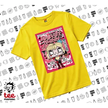Harley Quinn (Χάρλεϊ Κουίν), yellow childrens T-Shirt made of 100% cotton, for every day. Vegan & OEKO-TEX certified.