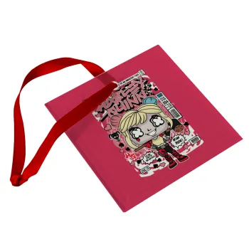Harley Quinn (Χάρλεϊ Κουίν), Christmas ornament, glass square ornament 9x9cm