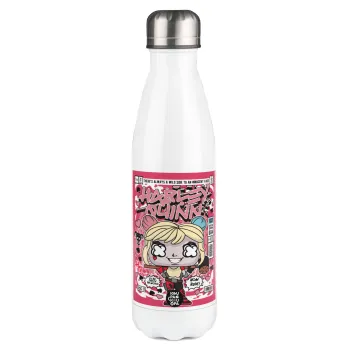 Harley Quinn (Χάρλεϊ Κουίν), Μεταλλικό παγούρι θερμός Λευκό (Stainless steel), διπλού τοιχώματος, 500ml