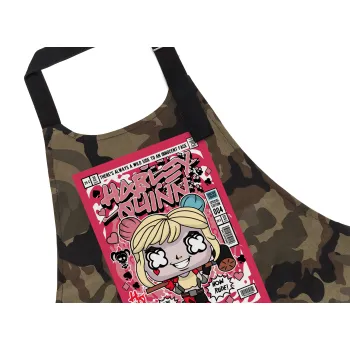 Harley Quinn (Χάρλεϊ Κουίν), Ποδιά Σεφ με τσέπες, Βαμβακερή, Camouflage (ΕΝΗΛΙΚΩΝ, 100% COTTON)