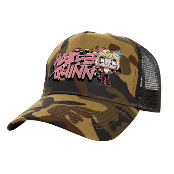 Harley Quinn (Χάρλεϊ Κουίν), Καπέλο Ενηλίκων Structured Trucker, με Δίχτυ, (παραλλαγή) Army (100% ΒΑΜΒΑΚΕΡΟ, ΕΝΗΛΙΚΩΝ, UNISEX, ONE SIZE)