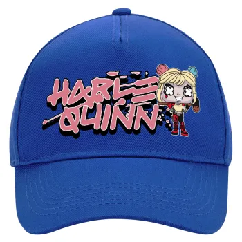 Harley Quinn (Χάρλεϊ Κουίν), Ultimate Adult Hat BLUE, (100% COTTON DRILL, ADULT, UNISEX, ONE SIZE)