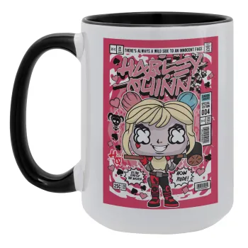 Harley Quinn (Χάρλεϊ Κουίν), Κούπα Mega 15oz, κεραμική Μαύρη, 450ml