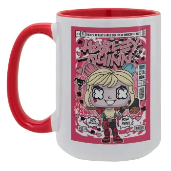 Harley Quinn (Χάρλεϊ Κουίν), Κούπα Mega 15oz, κεραμική Κόκκινη, 450ml