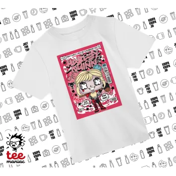 Harley Quinn (Χάρλεϊ Κουίν), Άνετο παιδικό T-Shirt ΛΕΥΚΟ από 100% βαμβάκι, για κάθε μέρα. Vegan & OEKO-TEX πιστοποιημένο.
