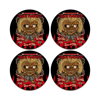 Iron maiden (eddie), ΣΕΤ x4 Σουβέρ ξύλινα στρογγυλά plywood (9cm)