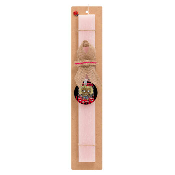 Iron maiden (eddie), Easter Set, wooden keychain & scented flat Easter candle (30cm) (PINK)
