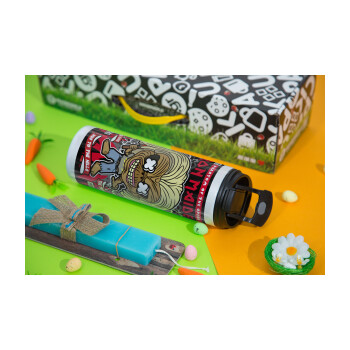 Iron maiden (eddie), Easter candle,Travel Tumbler 2 Lids, with metal straw & cleaning brush & aromatic flat candle (30cm) (BLUE)