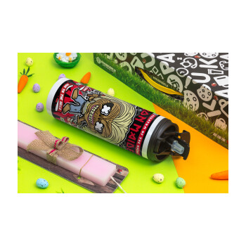 Iron maiden (eddie), Easter candle,Travel Tumbler 2 Lids, with metal straw & cleaning brush & aromatic flat candle (30cm) (PINK)