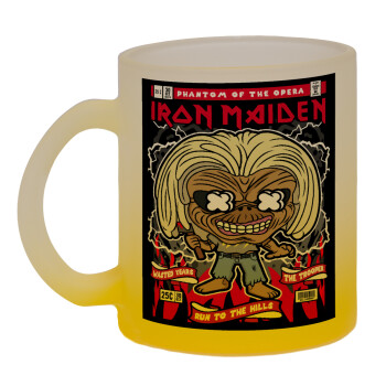 Iron maiden (eddie), Κούπα γυάλινη δίχρωμη με βάση το κίτρινο ματ, 330ml