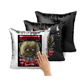Iron maiden (eddie), Μαξιλάρι καναπέ Μαγικό Μαύρο με πούλιες 40x40cm περιέχεται το γέμισμα