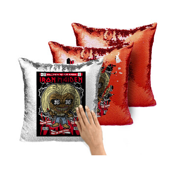 Iron maiden (eddie), Μαξιλάρι καναπέ Μαγικό Κόκκινο με πούλιες 40x40cm περιέχεται το γέμισμα