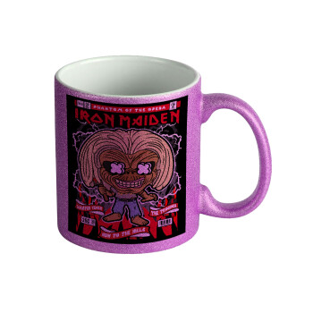 Iron maiden (eddie), Κούπα Μωβ Glitter που γυαλίζει, κεραμική, 330ml