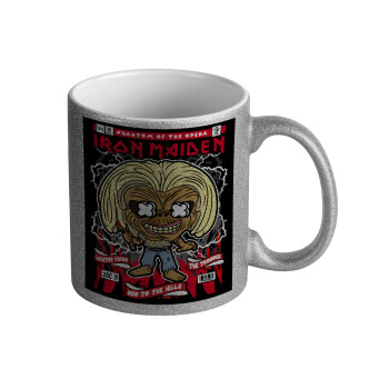 Iron maiden (eddie), Κούπα Ασημένια Glitter που γυαλίζει, κεραμική, 330ml