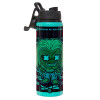 Metallic water bottle with safety lid, 850ml aluminum