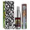 Easter Set, metallic stainless thermos flask (500ml) & scented flat Easter candle (30cm) (GRAY)
