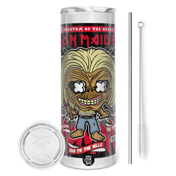 Iron maiden (eddie), Tumbler stainless steel 600ml, with metal straw & cleaning brush
