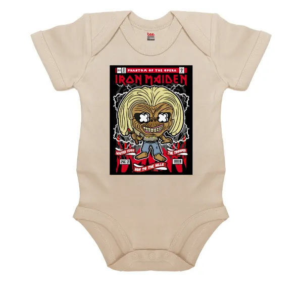 Iron maiden (eddie) — Βρεφικό φορμάκι μωρού, 0-18 μηνών, Natural, 100% Organic Cotton, κοντομάνικο