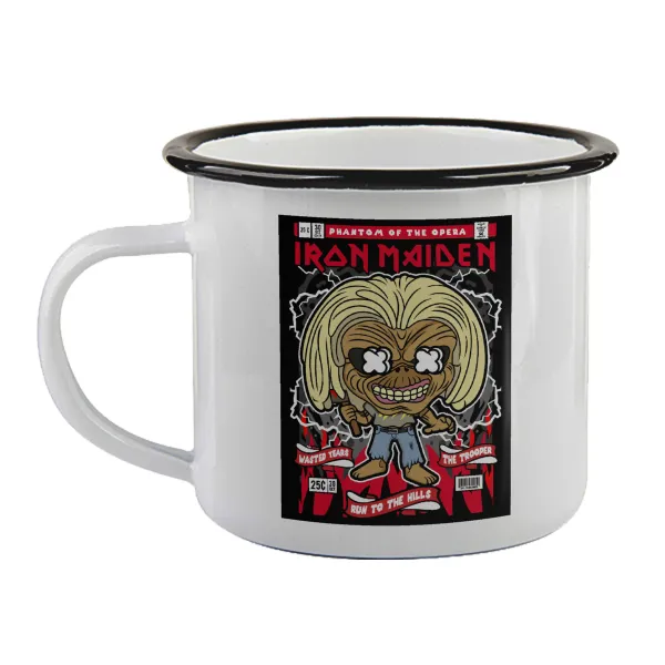Iron maiden (eddie) — Enamel mug with black rim, 360ml