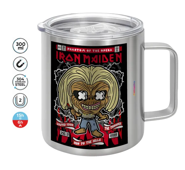 Iron maiden (eddie) — Double-walled stainless steel mug 300ml with temperature-retaining lid