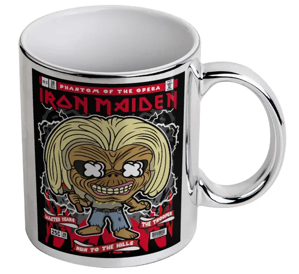 Iron maiden (eddie) — Κούπα κεραμική, ασημένια καθρέπτης, 330ml