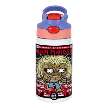 Iron maiden (eddie), Παιδικό παγούρι θερμό, ανοξείδωτο, με καλαμάκι ασφαλείας, ροζ/μωβ (350ml)