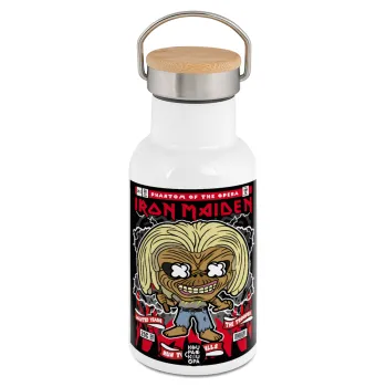 Iron maiden (eddie), Μεταλλικό παγούρι θερμός (Stainless steel) Λευκό με ξύλινο καπακι (bamboo), διπλού τοιχώματος, 350ml