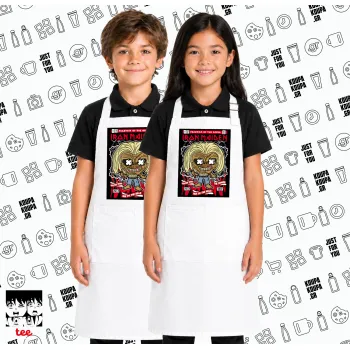 Iron maiden (eddie), Λευκή ΠΑΙΔΙΚΗ Ποδιά μακριά Σεφ ολόσωμη με τσέπες