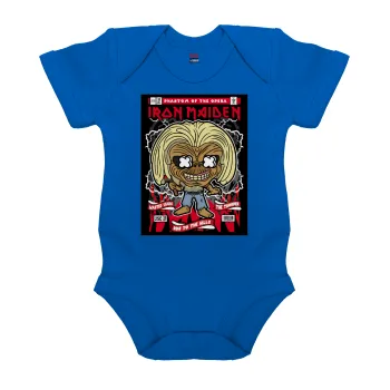 Iron maiden (eddie), Βρεφικό φορμάκι μωρού, Μπλε Κοβαλτίου, 100% Organic Cotton, κοντομάνικο