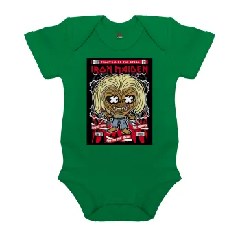 Iron maiden (eddie), Βρεφικό φορμάκι μωρού, ΠΡΑΣΙΝΟ, 100% Organic Cotton, κοντομάνικο