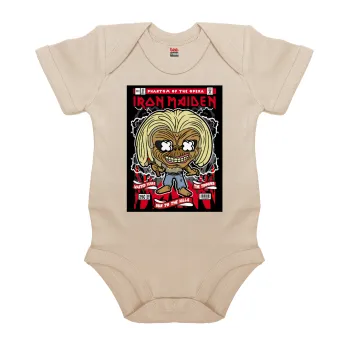 Iron maiden (eddie), Βρεφικό φορμάκι μωρού, 0-18 μηνών, Natural (Εκρού), 100% Organic Cotton, κοντομάνικο