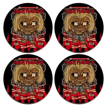 Iron maiden (eddie), ΣΕΤ x4 Σουβέρ ξύλινα στρογγυλά plywood (9cm)