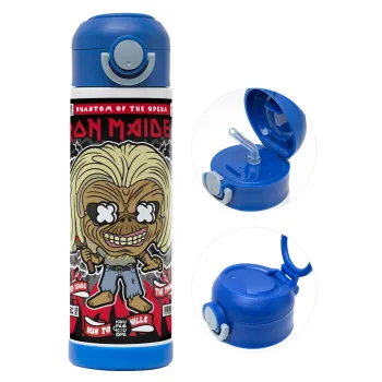 Iron maiden (eddie), Παιδικό παγούρι θερμό, ανοξείδωτο, με καλαμάκι ασφαλείας, ΜΠΛΕ (500ml)