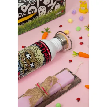 Iron maiden (eddie), Πασχαλινή Λαμπάδα με παγούρι μεταλλικό (620ml, stainless steel) & κερί αρωματικό πλακέ (30cm) (ΡΟΖ)