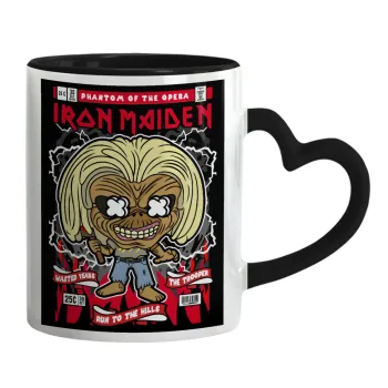 Iron maiden (eddie), Κούπα καρδιά χερούλι μαύρη, κεραμική, 330ml