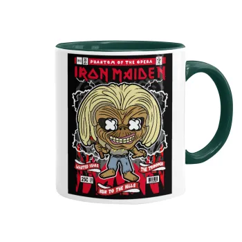 Iron maiden (eddie), Κούπα χρωματιστή πράσινη, κεραμική, 330ml