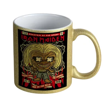 Iron maiden (eddie), Κούπα Χρυσή Glitter που γυαλίζει, κεραμική, 330ml