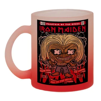 Iron maiden (eddie), Κούπα γυάλινη δίχρωμη με βάση το κόκκινο ματ, 330ml