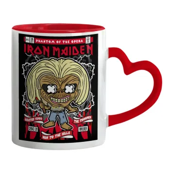 Iron maiden (eddie), Mug heart red handle, ceramic, 330ml