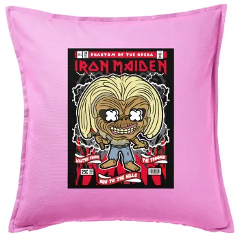 Iron maiden (eddie), Μαξιλάρι καναπέ ΡΟΖ 100% βαμβάκι, περιέχεται το γέμισμα (50x50cm)