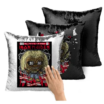 Iron maiden (eddie), Μαξιλάρι καναπέ Μαγικό Μαύρο με πούλιες 40x40cm περιέχεται το γέμισμα