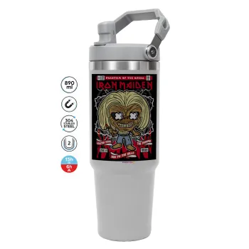 Iron maiden (eddie), GREY color, 890ml (30oz) stainless Steel Tumbler with Handle