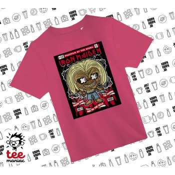 Iron maiden (eddie), ΡΟΖ παιδικό T-Shirt από 100% βαμβάκι, για κάθε μέρα. Vegan & OEKO-TEX πιστοποιημένο.